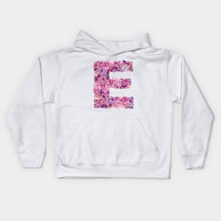 Pink Floral Letter E Kids Hoodie